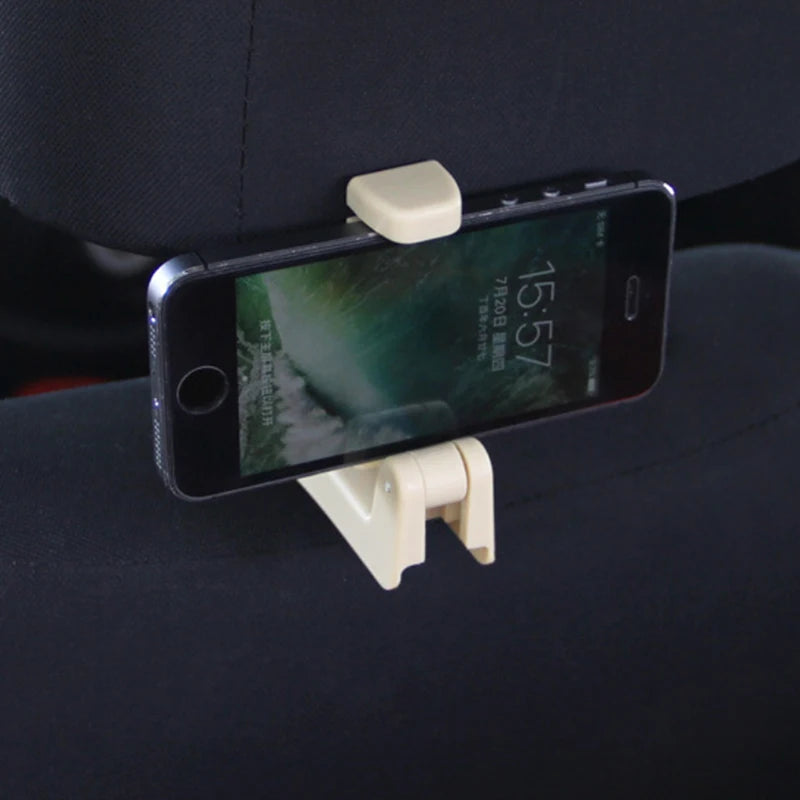 1PC Universal Car Headrest Hooks with Phone Holder Backseat for Phone Support Mobile Back Seat Kid Clip Stand Mount