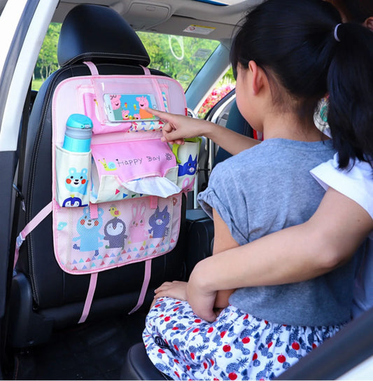 Cartoon Car Seat Back Organizer 3rd Generation Car Organizer with Phone and Pad Bag Stowing Tidying Car Kids Toy Organizer