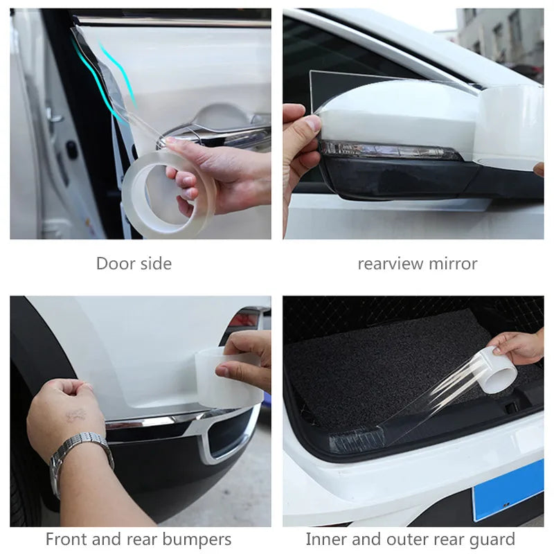 Car Transparent Threshold Film Car Sticker Door Edge Scratchproof Protector Anti-Dust Nano Tape Auto Bumper Strip Car Detailing