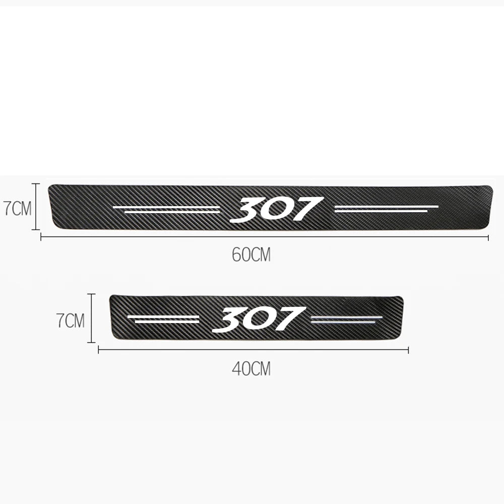 4Pcs Car Stickers Threshold Strip Carbon Fibre for Peugeot 307 Auto Parts