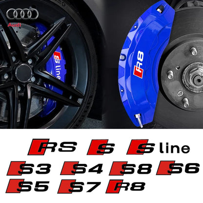 6PCS Heat Resistance Waterproof Vinyl Film Car Sticker Decal for Audi Caliper Case Decoration S R8 S3 S4 S5 S6 S7 S8 RS allroad