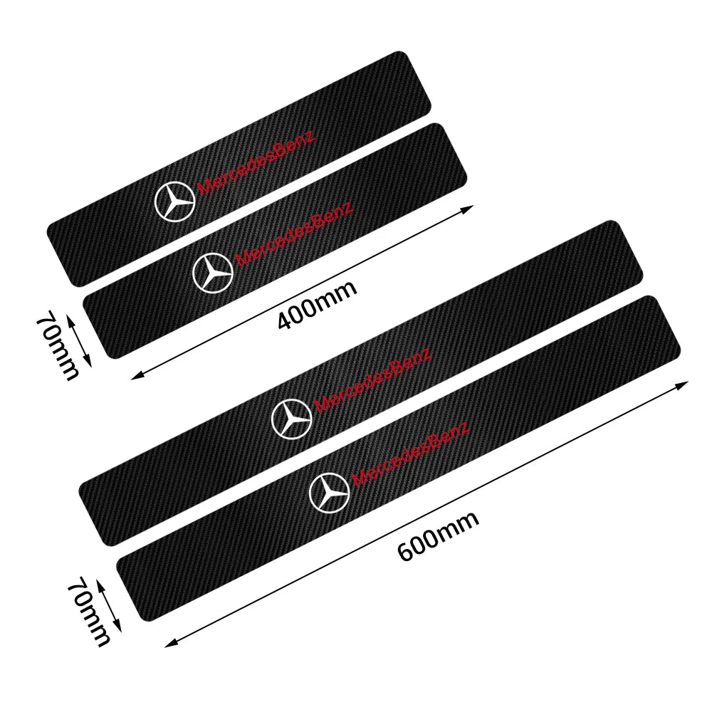 4pcs Carbon Fiber Car Door Sill Threshold Protector Stickers Anti Scratch for Mercedes Benz Amg W205 W211 W204 W213 W203 W176