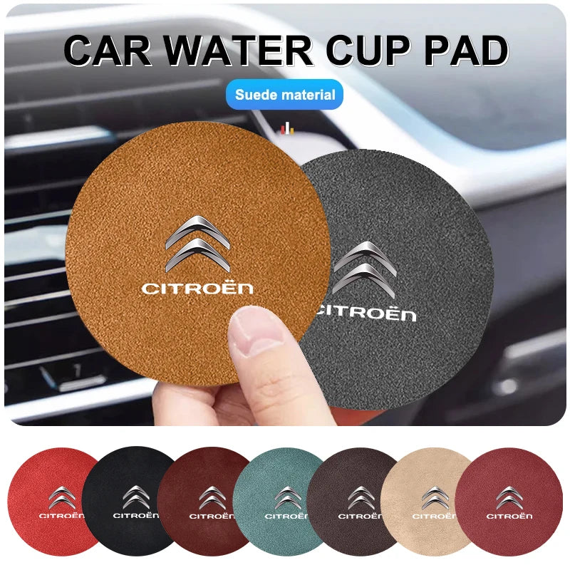 2Pcs Car Interior Water Cup Mat Leather Coasters Pad For Citroen C4 C3 C5 C1 C2 Berlingo Celysee Cactus Picasso Aircross Saxo Gr