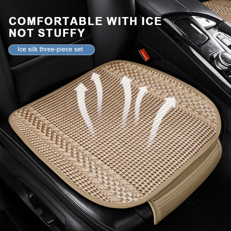 SEAMETAL Summer Car Seat Cover Breathable Ice Silk Universal Front Rear Seat Cushion Pad Mat Protector Auto Interior Accessories