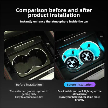 7 Colors Car LED Luminous Water Cup Pads Auto Coaster Mats For BMW M Power Performance F10 F31 E36 E39 E87 E90 X3 X5 Accessories