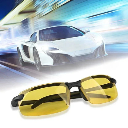 Men Night Vision Glasses for Driving Yellow Glasses PC Frame Sunglasses Outdoor Glasses To Handle At Night Anti Glare Gafas