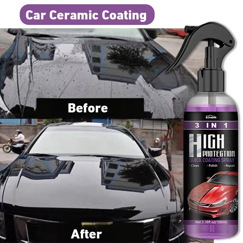 3 In 1 Ceramic Coating Rapid Fortify Car Wax Polish Spray Hydrophobic Intense Gloss Shine For Glass&Wheels&Paint Sealant Detail