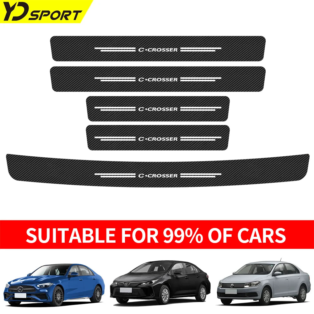 Carbon Fiber Car Door Threshold Sill Protector Trunk Anti Scratch Sickers For Citroen C CROSSER Waterproof Decal Accessories