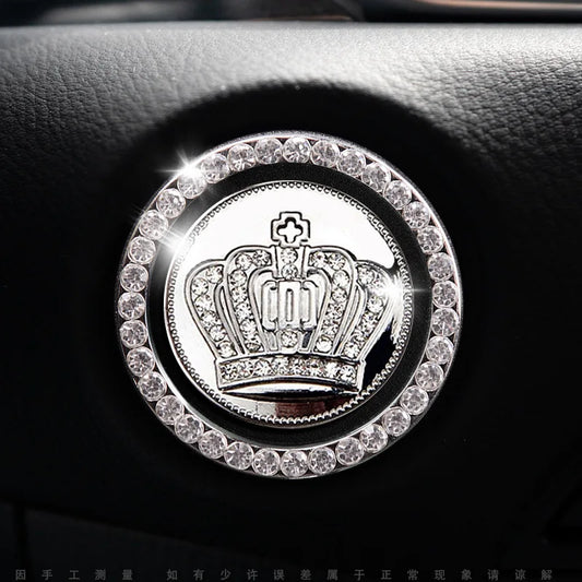 Car Bling One-Click Start Stop Engine Ignition Ring Sticker Crystal Rhinestone Metal Decor Cover for BMW Hyundai Toyota Honda