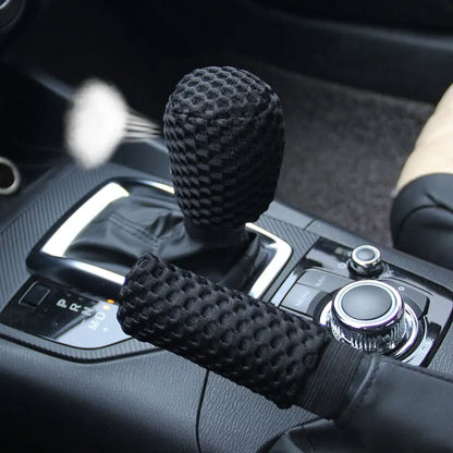 Car Supplies Flash Diamond Encrusted Plush Leather Cloth Art Breathable Handbrake Set File Handle Set GM Interior Supplies