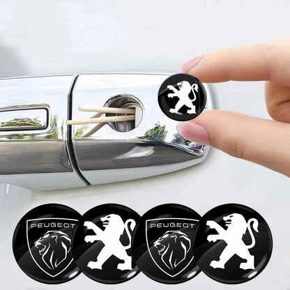 4PCS Car Door Keyhole Sticker Lock Protection Dustproof Decals For Peugeot 206 307 308 3008 207 208 407 508 2008 5008 107 106