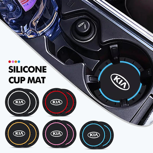 2pcs Car Coaster Non-Slip Cup Holder Anti-dust Mat Accessories For KIA Cerato Proceed Venga Stonic Picanto Sorento Stinger