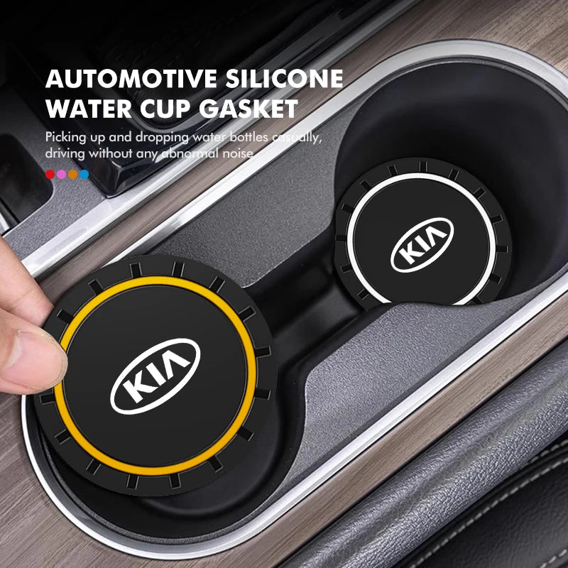 2pcs Car Coaster Non-Slip Cup Holder Anti-dust Mat Accessories For KIA Cerato Proceed Venga Stonic Picanto Sorento Stinger