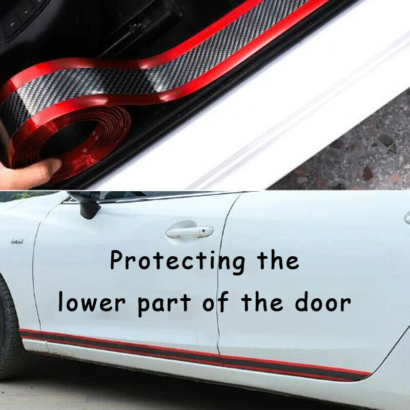 Car Stickers Anti Scratch Door Sill Protector Rubber Strip Carbon Fiber Car Threshold Protection Bumper Film Sticker Car Styling