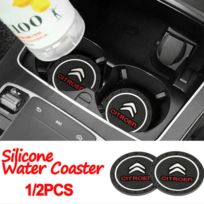 1/2PCS Black Silica gel New Car Water Cup Slot Coasters Anti-Slip For CITROEN C1 C3 C4 C4L C6 C5 VTS C-ELYSEE Auto Accessories