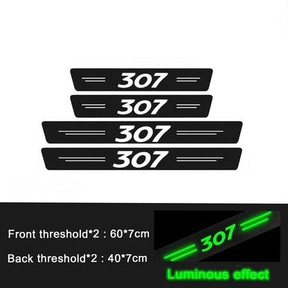 Luminous Pedal Guards Trunk Threshold Protective Decals Car Door Sill Trim Anti Kick Stickers for Peugeot 307 Logo Tape Decor