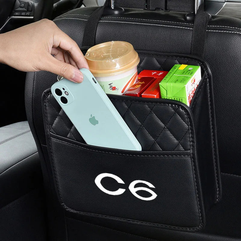 Car Back Rear Organizer Seat Elastic String Universal Storage Bag Pocket Auto Organizer For Citroen C6 Auto Accessories Hanging