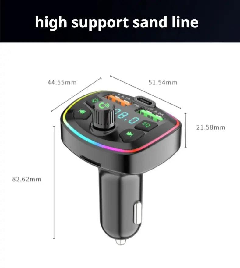 Q7 Bluetooth Car Charger Car FM Transmitter Bluetooth Hands Free Mp3 True 3.1A Dual USB Port PD Charging