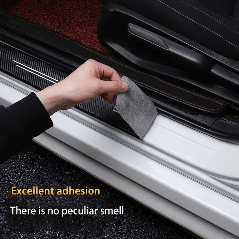 4Pcs Carbon Fiber Car Door Sill Protector Welcome Pedal Decoration Leather Stickers for Citroen C3 Auto Accessories