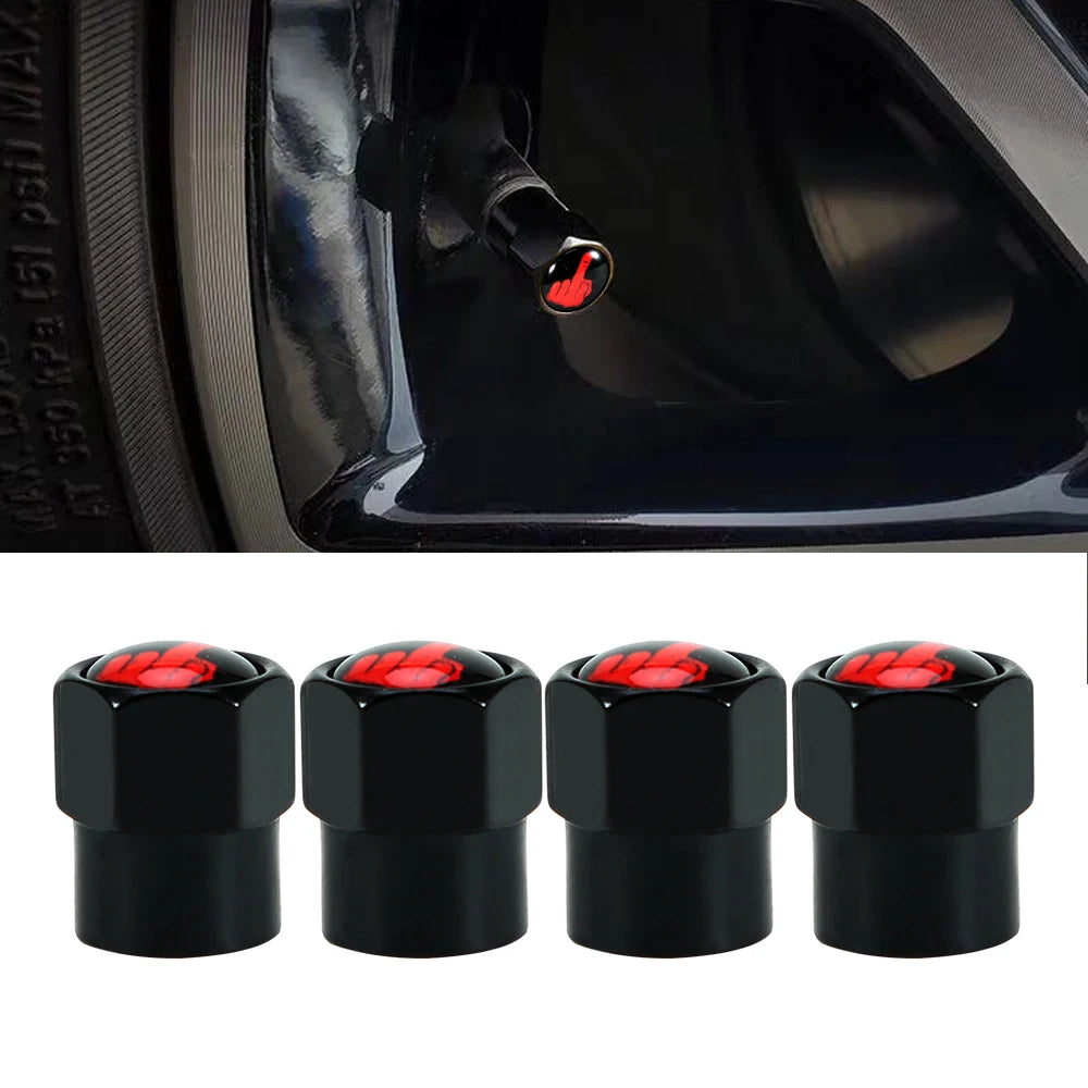 DSYCAR 4Pcs/Set Fashion Tire Valve Dust Caps Middle Finger Logo Aluminium Alloy/Copper for Car VW Audi Toyota Honda BMW Benz New