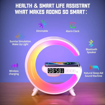 Wireless Charger Pad Stand Bluetooth Speaker RGB Night Light Lamp Earphone Phone Fast Charging Station for iPhone Samsung Xiaomi