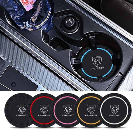 2Pcs PVC Silicone Car Coaster Water Cup Slots Non-Slip Pad Drink Mat For Peugeot 107 206 307 308 3008 207 208 407 508 4008 5008