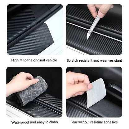 1/4/5Pcs Car accessories Door Sill Scuff Plate Decor Carbon Fiber Stickers For Peugeot 408 4008 308 5008 508 208 301 407 107 106