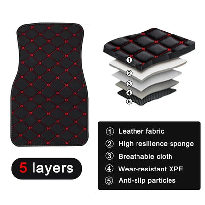 4pcs Car Floor Mats Universal Waterproof Front Rear Full Set Auto Rugs Leather Car Carpet Accessories Interior