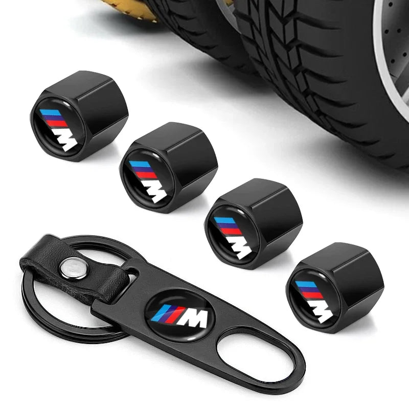 Car Tire Valve Cap Wheel Stem Cover with Wrench KeyChain For BMW M Performance M2 M3 M5 320 325 E28 E30 E34 E36 E39 E46 E52 E53