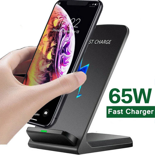 NEW 65W Fast  Wireless Charger for Samsung S22 S21 Note 20 Fast Charging Stand For iPhone 16 15 14 13 XS XR X 8 Airpods Pro