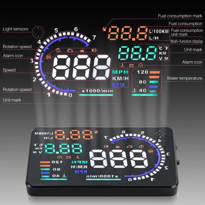 A8 HUD OBD2 EOBD Car Head Up Display Speedometer Water Temperature Fuel Consumption Windshield Projector HUD Display Bracket