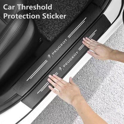 Carbon Fiber Car Sticker Strip auto Door Threshold Waterproof Tape for Peugeot Logo 108 406 407 408 206 207 208 306 307