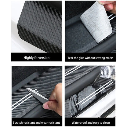 Car Rear Trunk Door Bumper Guard Plate Protector Strip for Citroen C5 Carbon Fiber Leather Anti-Scratch Bar Sticker Accessories