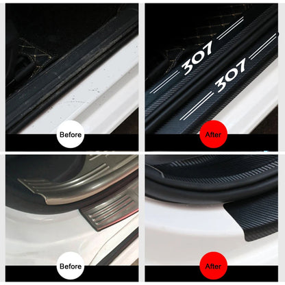 4Pcs Car Stickers Threshold Strip Carbon Fibre for Peugeot 307 Auto Parts