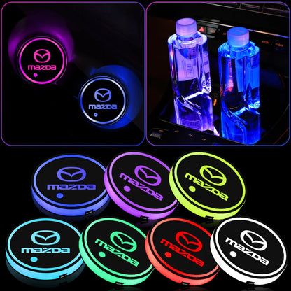 2PCS Luminous Water Coaster Water Cup Mat Non-Slip Mat For Mazda 2 3 5 6 7 Axela Atenza Speed Demio MPS Miata RX7 RX8 626 BM BL