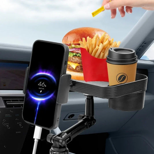 Car Food RotatableTrays for Eating in Parked ,Desk for Laptop,Cup Holder