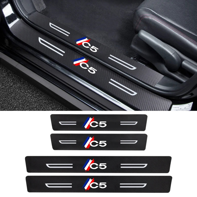 Car Door Threshold Stickers for Citroen C5 Rear Trunk Bumper Water Proofing Accessories Sill Kick Plate Anti Scratch Strip Film