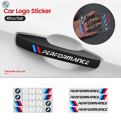 4Pcs Car Door Handle Stickers BMW Decoration Decals For BMW Performance M Power E90 E91 E92 E93 X1 X3 X5 X6 G20 Car Accessories