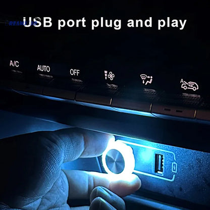 Portable Car USB Ambient Light Mini LED Decorative Atmosphere Lamps For Auto Interior Environment Light Computer Light Plug Play