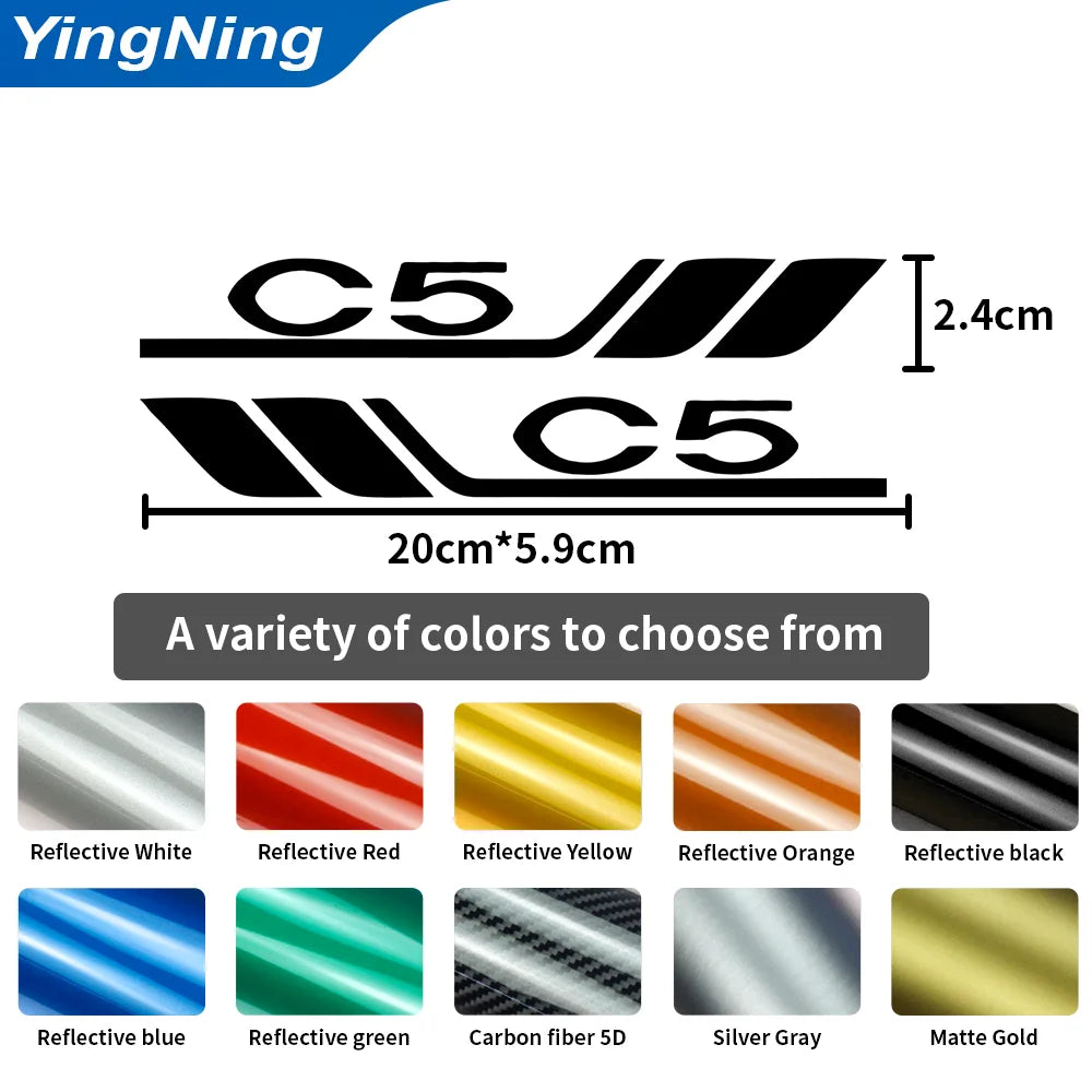 2Pcs Car Side Small Sticker Car Reflective Decorative Bumper Leaf Plate Door Vinyl Decal Sticker For Citroen C5 Auto Accessories