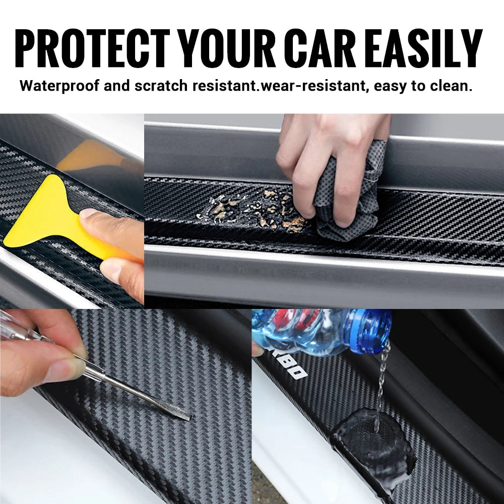 4pcs Carbon Fiber Car Door Sill Threshold Protector Stickers Anti Scratch for Mercedes Benz Amg W205 W211 W204 W213 W203 W176