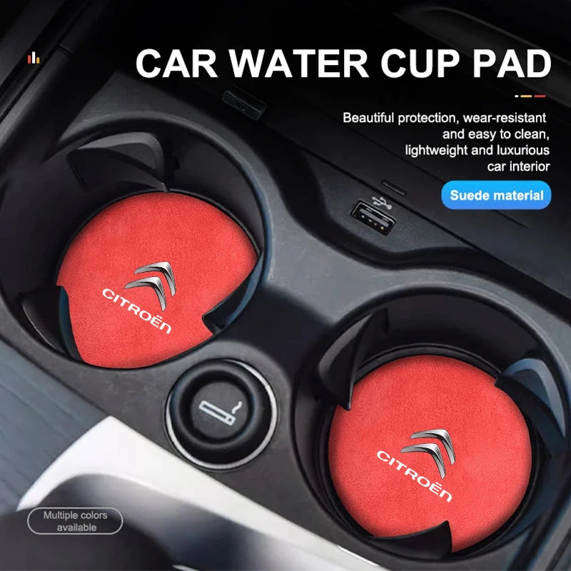 2Pcs Car Interior Water Cup Mat Leather Coasters Pad For Citroen C4 C3 C5 C1 C2 Berlingo Celysee Cactus Picasso Aircross Saxo Gr