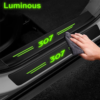 Luminous Pedal Guards Trunk Threshold Protective Decals Car Door Sill Trim Anti Kick Stickers for Peugeot 307 Logo Tape Decor