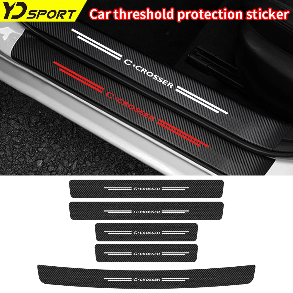 Carbon Fiber Car Door Threshold Sill Protector Trunk Anti Scratch Sickers For Citroen C CROSSER Waterproof Decal Accessories