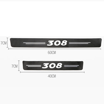 4Pcs Car Stickers Threshold Strip Carbon Fibre for Peugeot 308 Auto Parts