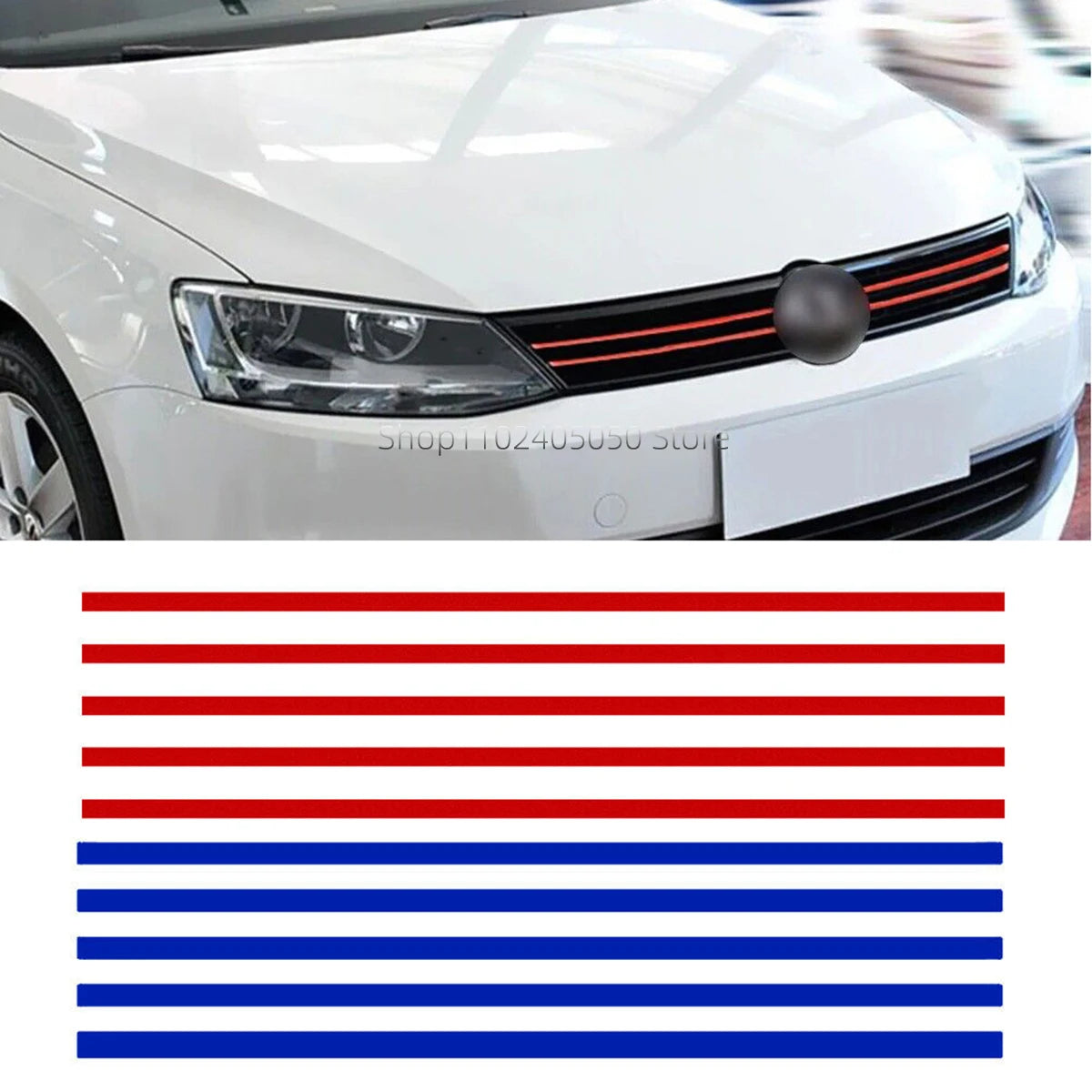 5Pcs Car Front Hood Grille Reflective Sticker Stripe for VW Golf 6 7 Tiguan Polo GTI Auto Exterior Styling Decoration Trim Decal