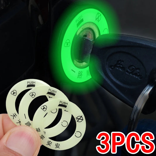 Car Ignition Switch Luminous Sticker Key Decal Sunscreen Car Ignition Key Ring Switch Glow Cover For Auto Motorcycle Accessories