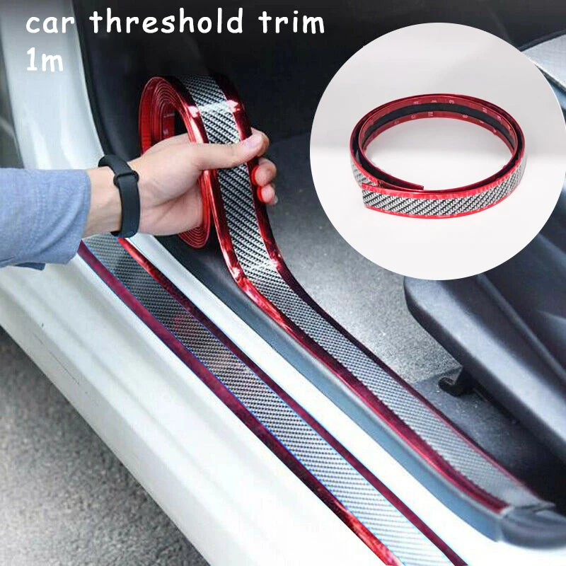 Car Stickers Anti Scratch Door Sill Protector Rubber Strip Carbon Fiber Car Threshold Protection Bumper Film Sticker Car Styling