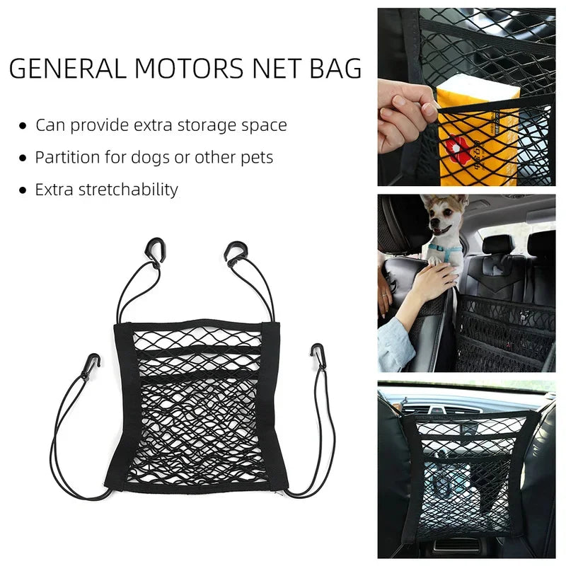 1Pc Universal Elastic Polyester Car Truck Seat Mesh Storage Net Bag with Hook Between Seats Organizer Holder Pocket