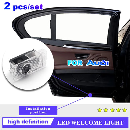 2pcs Car Door Welcome Light Led HD Projector Lamp Courtesy Lights for Audi SLine S3 S4 S7 S6 A5 A3 A4 RS A6L A7 A4L Q5 Q7 A8L Q3